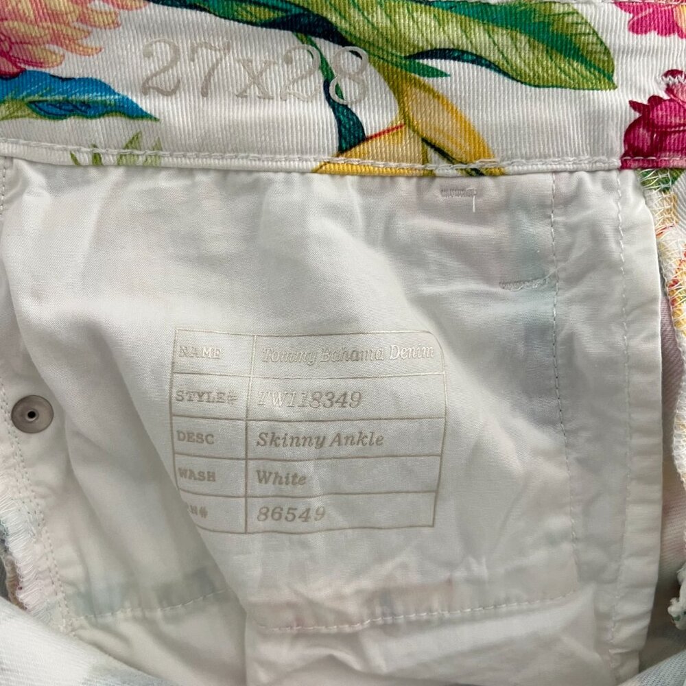 TOMMY BAHAMA 🌸 Tropical Floral Jeans 27x28 Skinny Ankle Paradise Vibrant Colors - Picture 4 of 8
